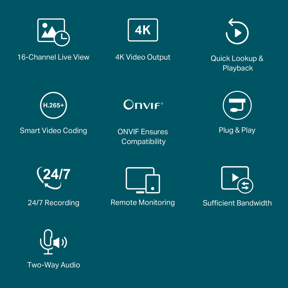 TP-Link VIGI 16 CH NVR - 2 SATA - 4K HDMI