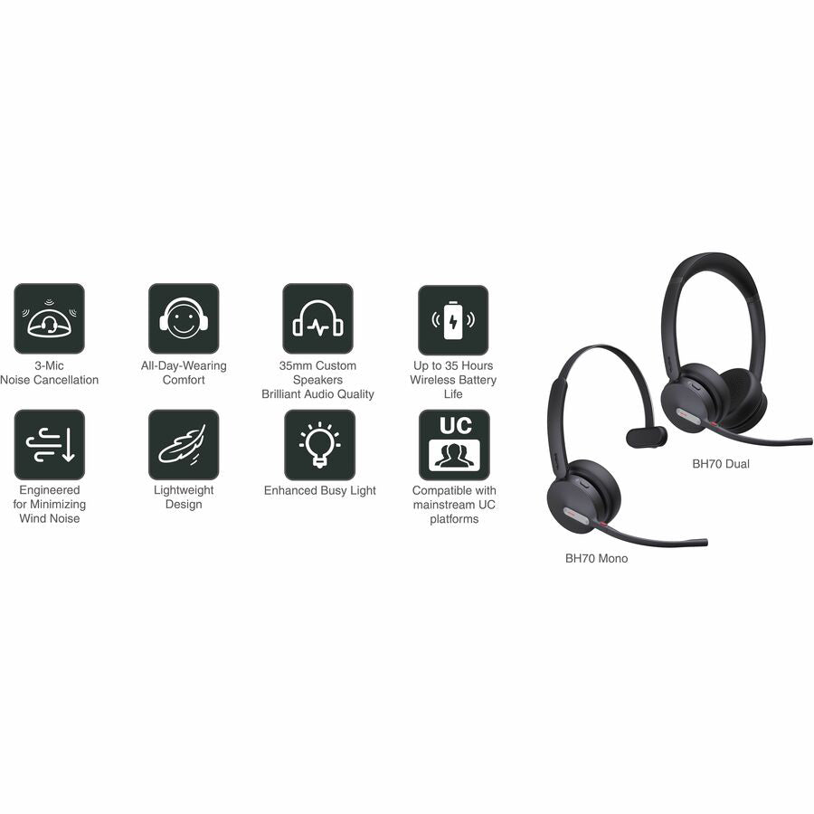 Yealink BH70 Mono With Stand Teams USB-C/A