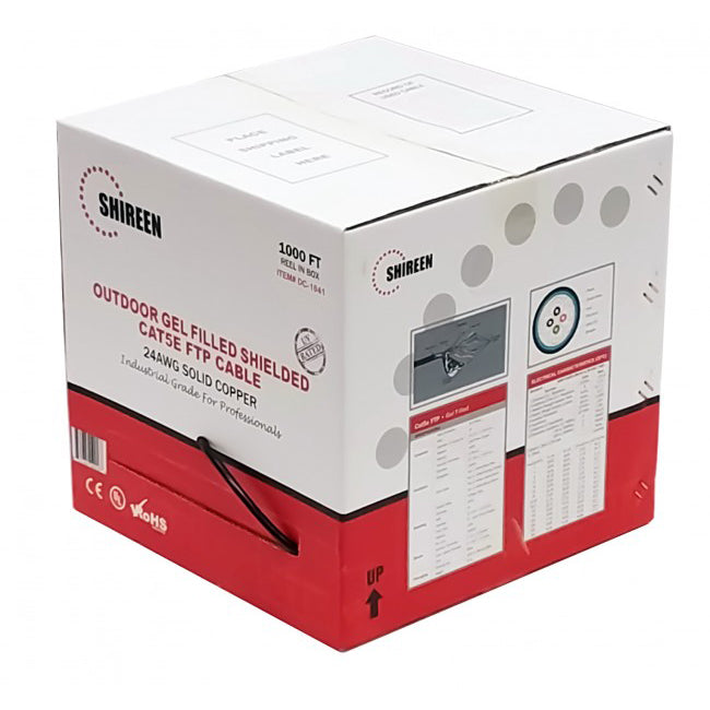 Shireen Shielded Outdoor Gel Filled CAT5e 24-gauge Solid Copper-Direct Burial - 1000' Reel